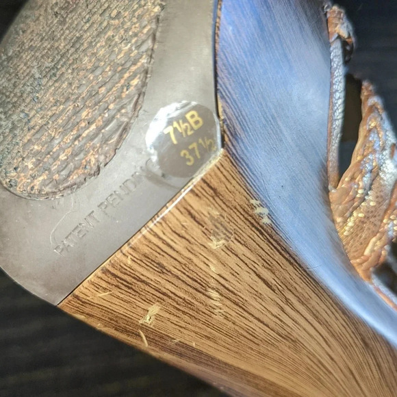 Jessica Simpson Women's Gold Platform Heels Size 7.5 Braided Ankle Strap - Picture 6 of 13